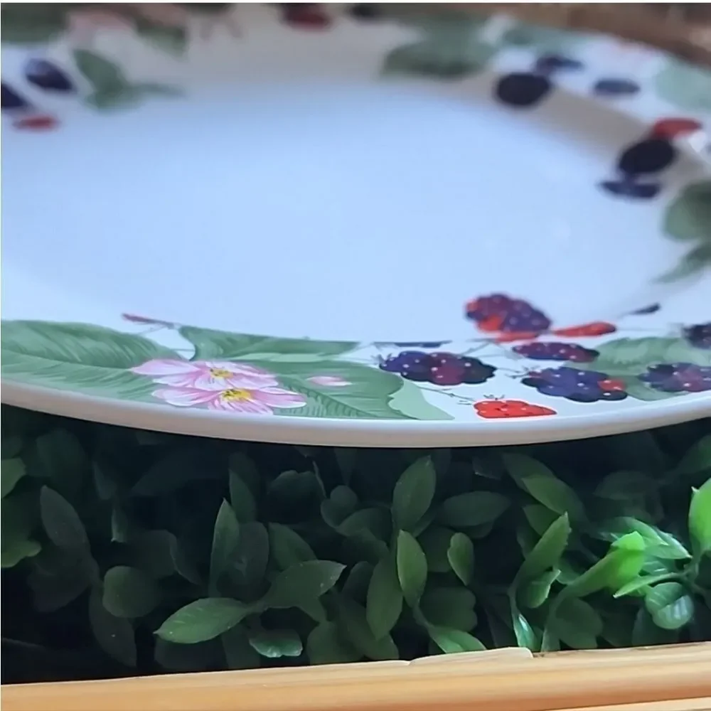Vintage Stoneware Berries Dinner Plate Cottage Core Farhouse Chic